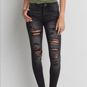American Eagle Black Distressed Jeans